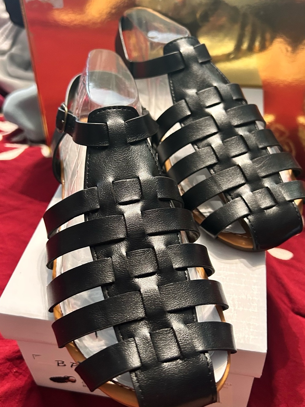 BAMBOO Black Woven Strappy Women's Sandals